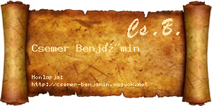 Csemer Benjámin névjegykártya